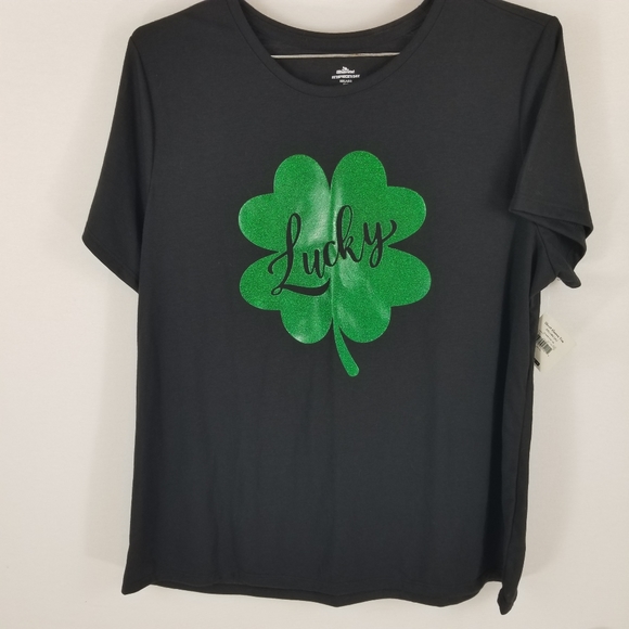 Way to Celebrate Tops - Lucky T-shirt St. Patrick's Day XXL 20 Four Leaf Clover